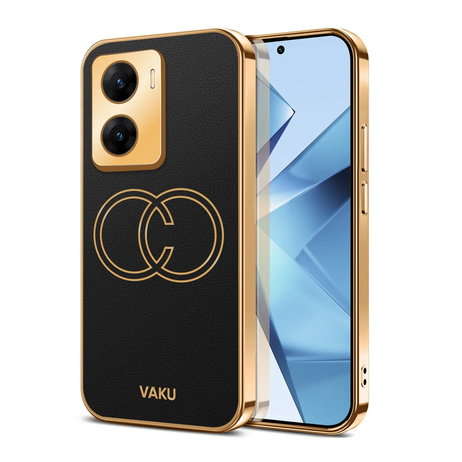 Vaku® Vivo V29e 5G Skylar Leather Pattern Gold Electroplated Soft TPU Back Cover - Image 4
