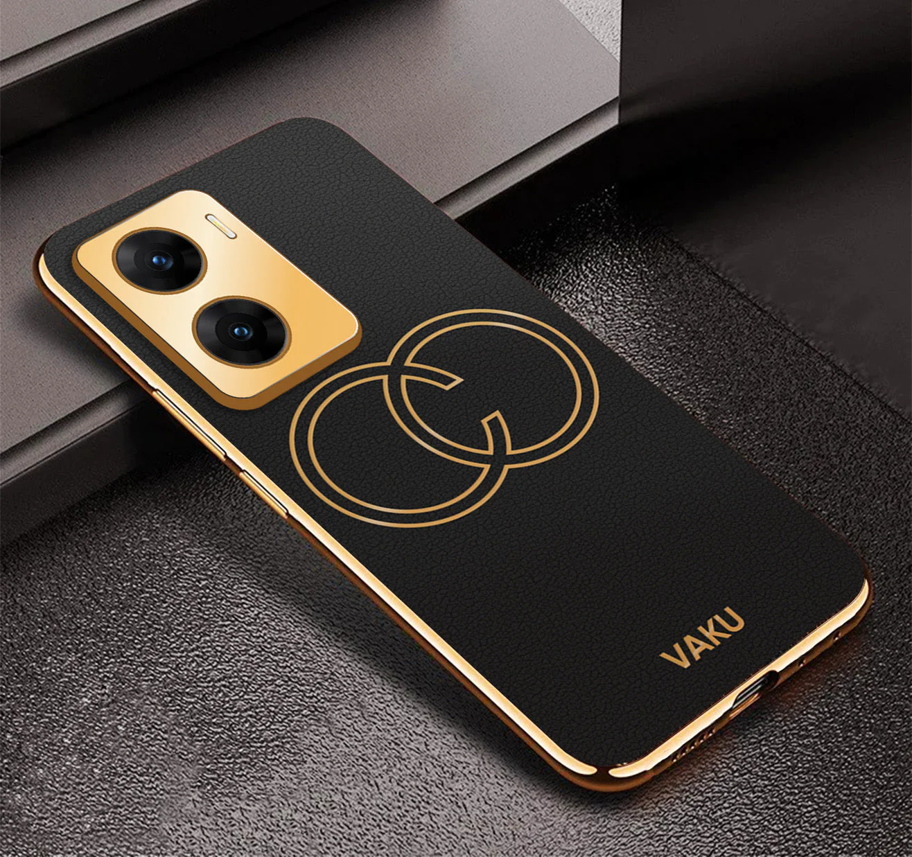 Vaku® Vivo V29e 5G Skylar Leather Pattern Gold Electroplated Soft TPU Back Cover - Image 5