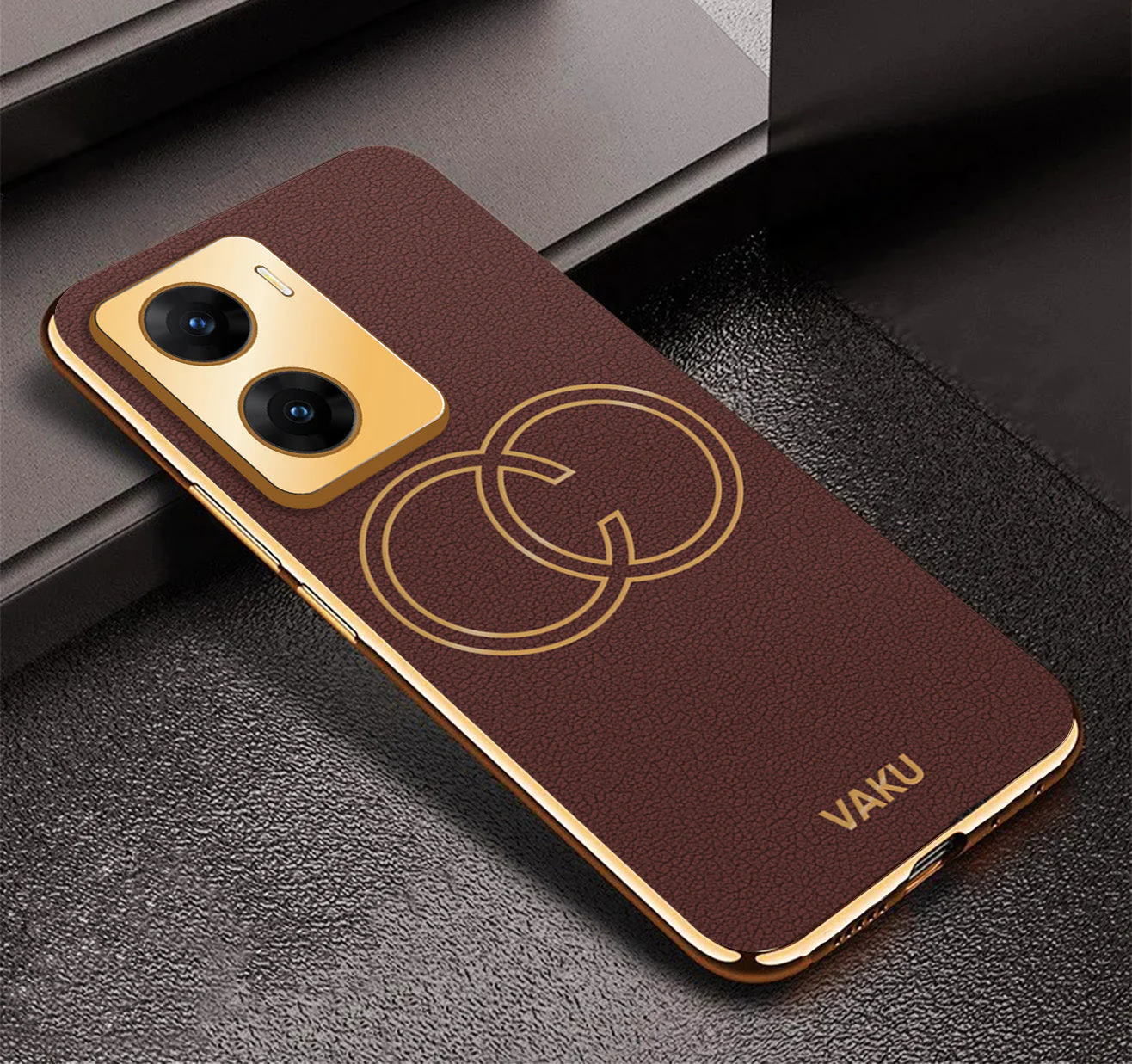 Vaku® Vivo V29e 5G Skylar Leather Pattern Gold Electroplated Soft TPU Back Cover - Image 6