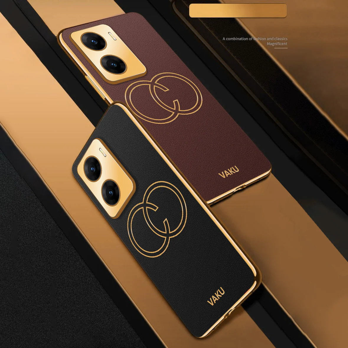 Vaku® Vivo V29e 5G Skylar Leather Pattern Gold Electroplated Soft TPU Back Cover - Image 8