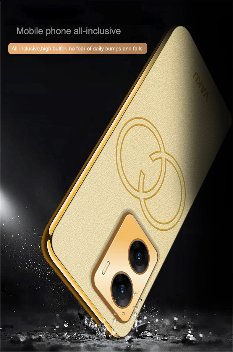 Vaku® Vivo V29e 5G Skylar Leather Pattern Gold Electroplated Soft TPU Back Cover - Image 9