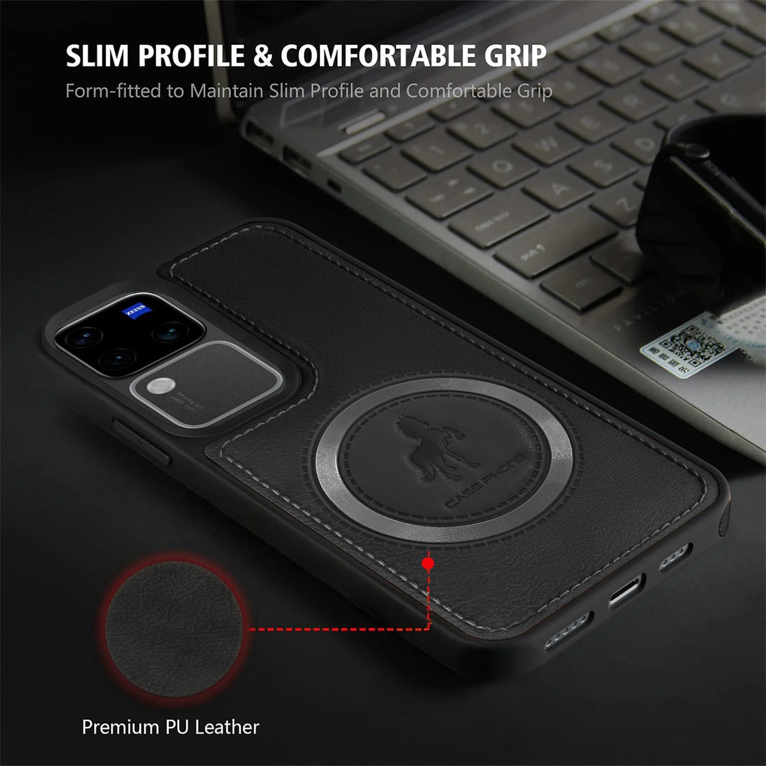 Vaku ® Vivo V30 5G Astrid Luxury PU Leather Back Cover - Image 9