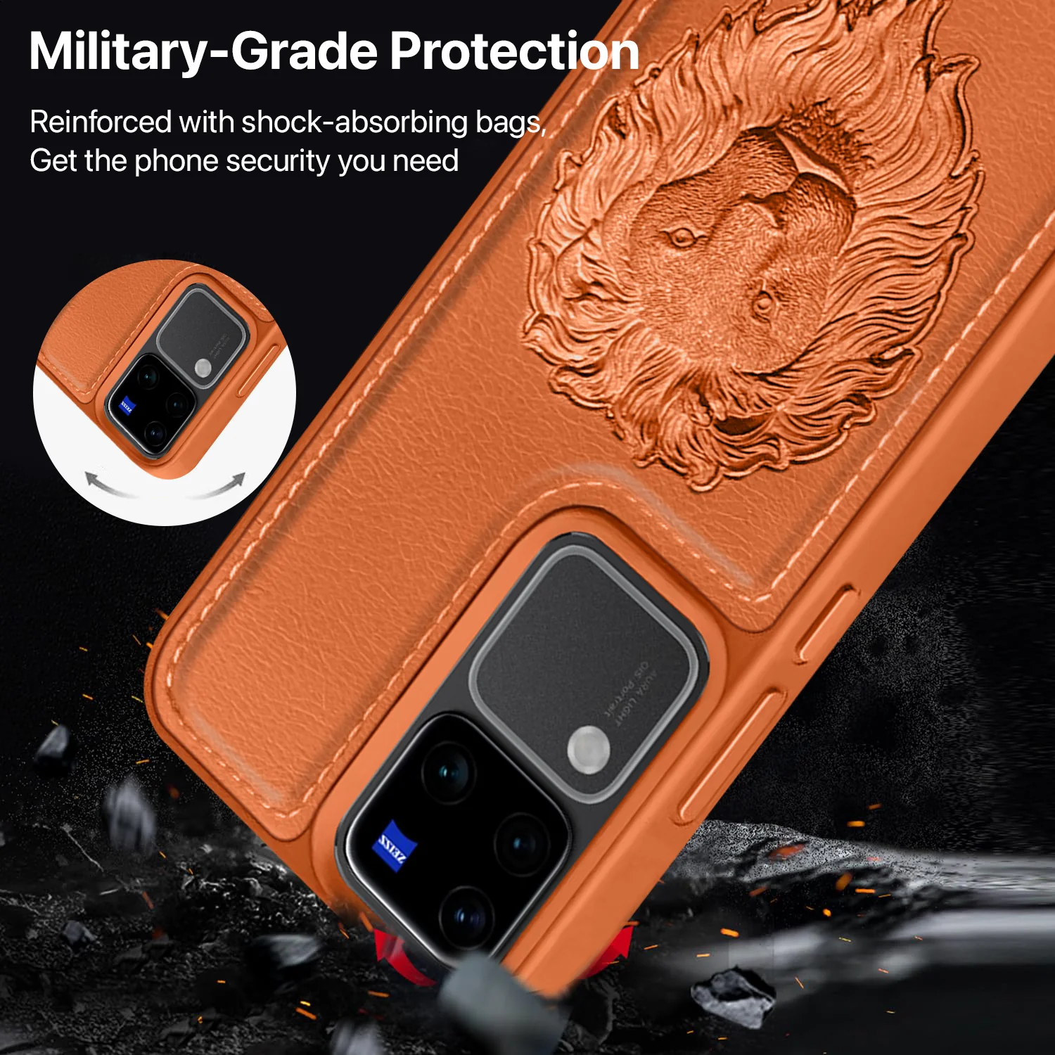 Vaku ® Vivo V30 5G Lion Embossed Luxury Designer Leather Back Cover - Image 5