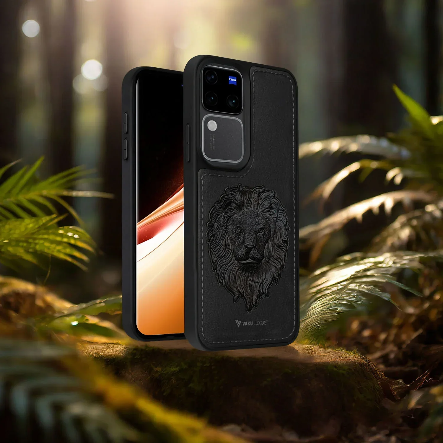 Vaku ® Vivo V30 5G Lion Embossed Luxury Designer Leather Back Cover - Image 6