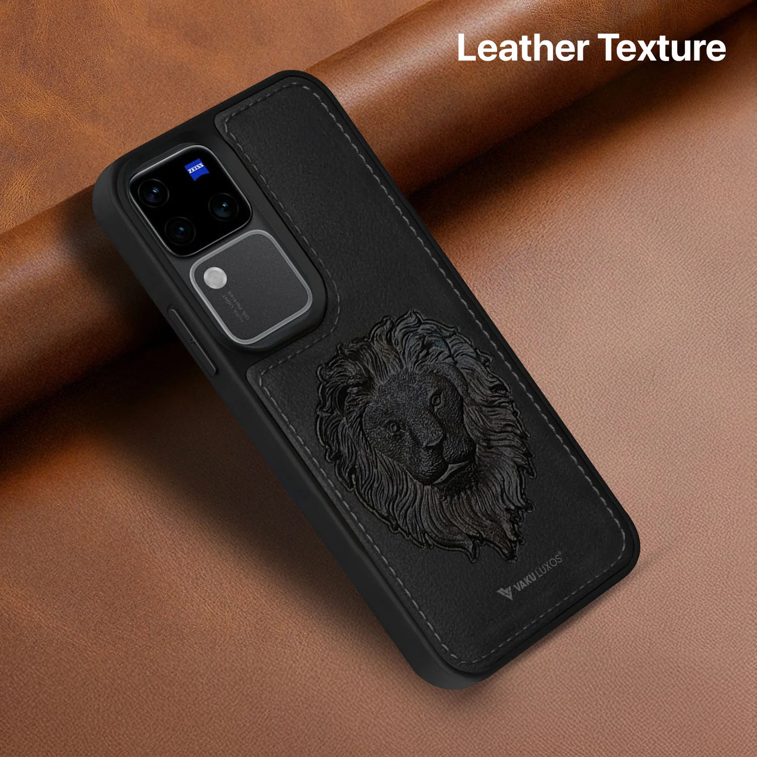 Vaku ® Vivo V30 5G Lion Embossed Luxury Designer Leather Back Cover - Image 7