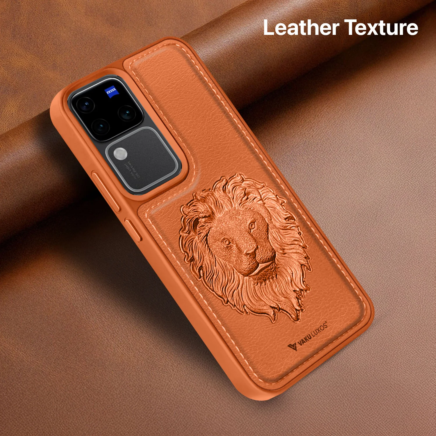 Vaku ® Vivo V30 5G Lion Embossed Luxury Designer Leather Back Cover - Image 8