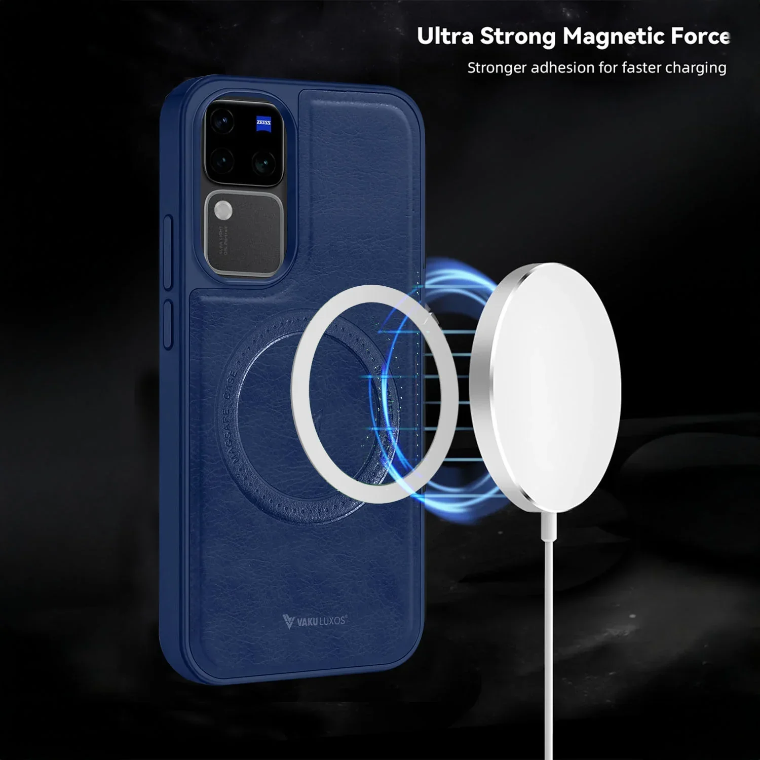 Vaku ® Vivo V30 5G Maxtron Leather Stitched Magnetic Magsafe Back Cover - Image 5