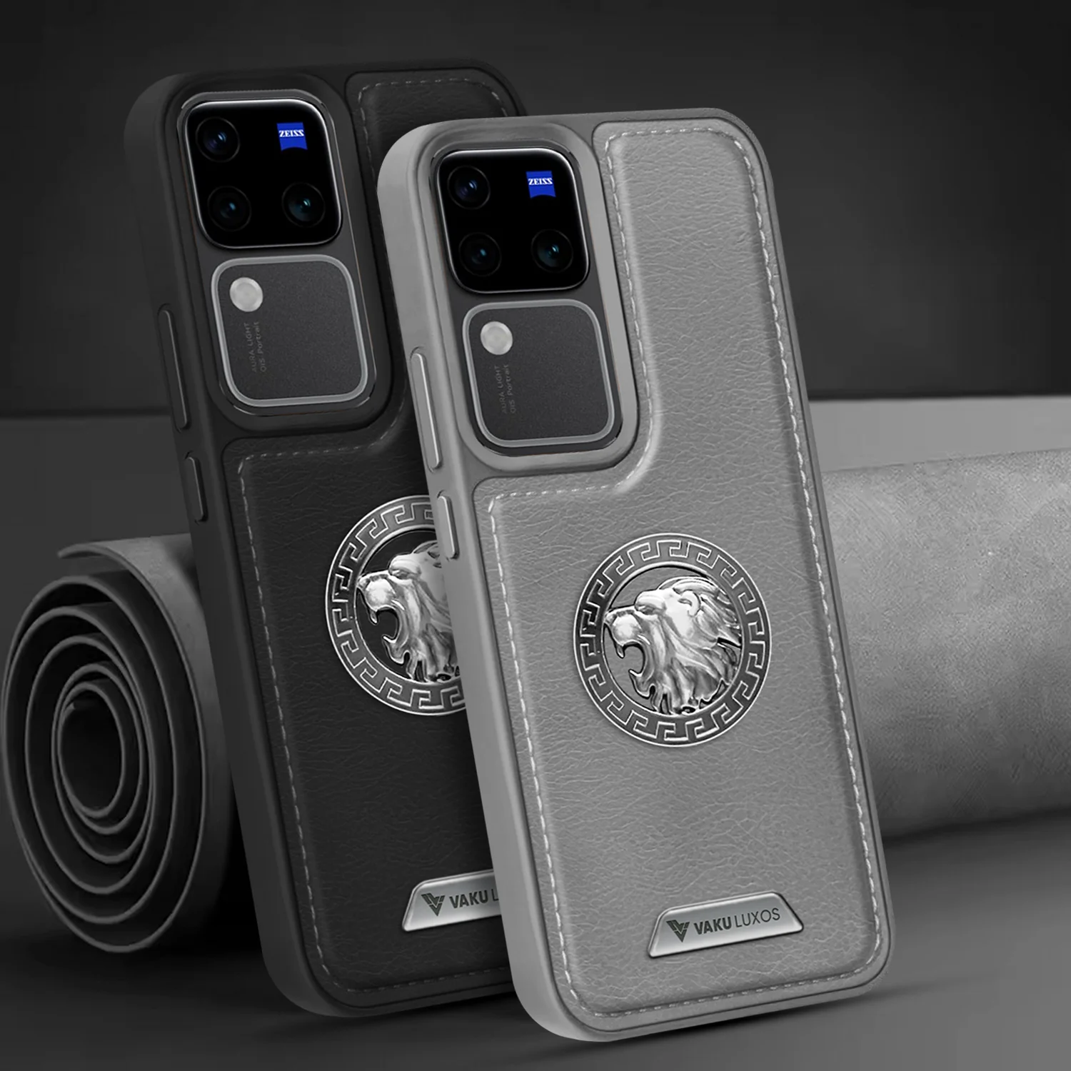 Vaku ® Vivo V30 5G Regal Shield Metal Lion Engraved Leather Back Cover - Image 10