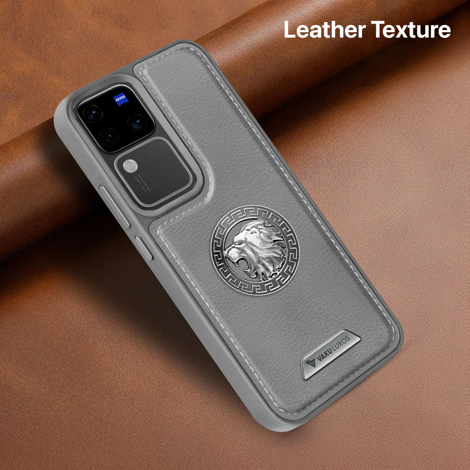 Vaku ® Vivo V30 5G Regal Shield Metal Lion Engraved Leather Back Cover - Image 8