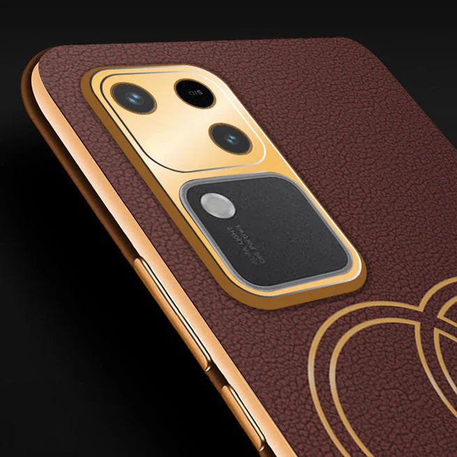 Vaku ® Vivo V30 5G Skylar Leather Pattern Gold Electroplated Soft TPU Back Cover - Image 10
