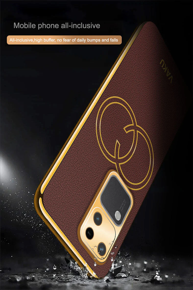 Vaku ® Vivo V30 5G Skylar Leather Pattern Gold Electroplated Soft TPU Back Cover - Image 11