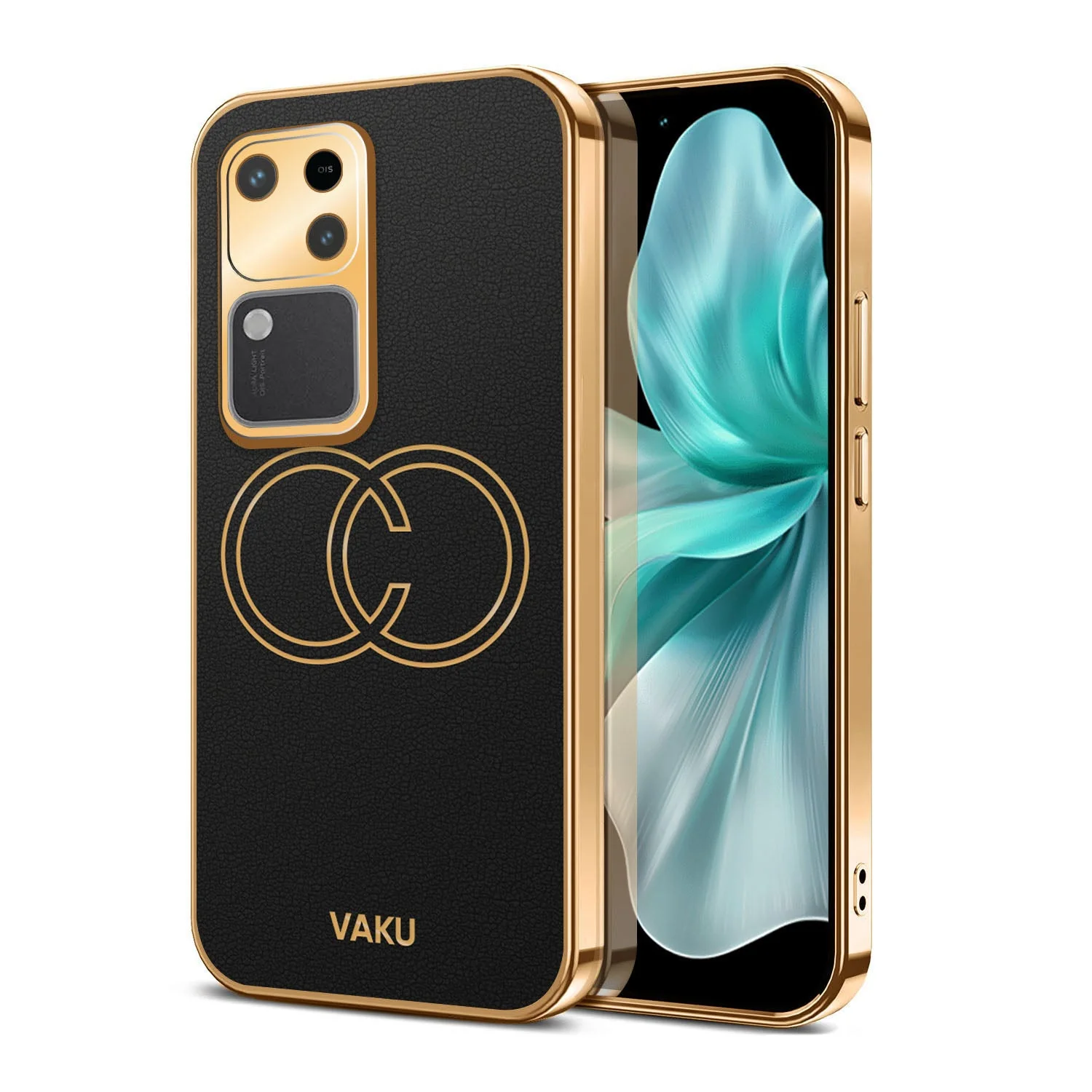 Vaku ® Vivo V30 5G Skylar Leather Pattern Gold Electroplated Soft TPU Back Cover - Image 17