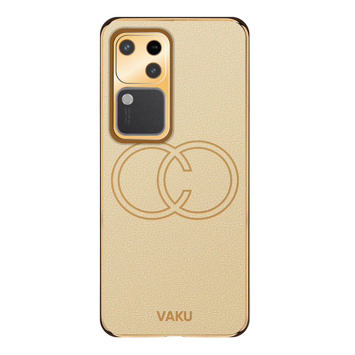 Vaku ® Vivo V30 5G Skylar Leather Pattern Gold Electroplated Soft TPU Back Cover - Image 9