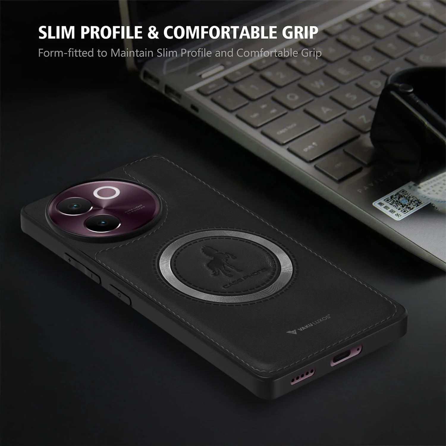 Vaku ® Vivo V30e 5G Astrid Luxury PU Leather Back Cover - Image 5