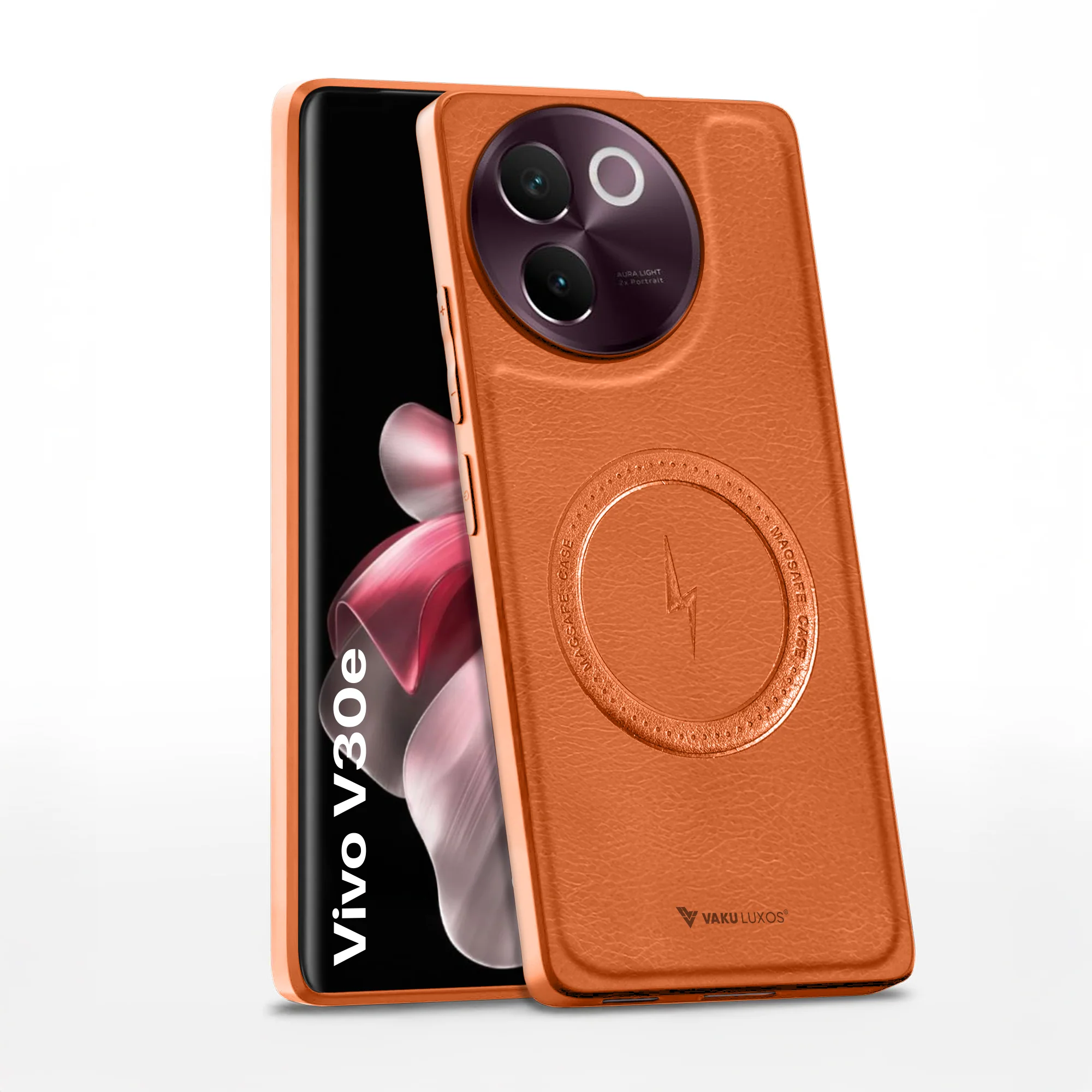 Vaku ® Vivo V30e 5G Maxtron Leather Stitched Magnetic Magsafe Back Cover