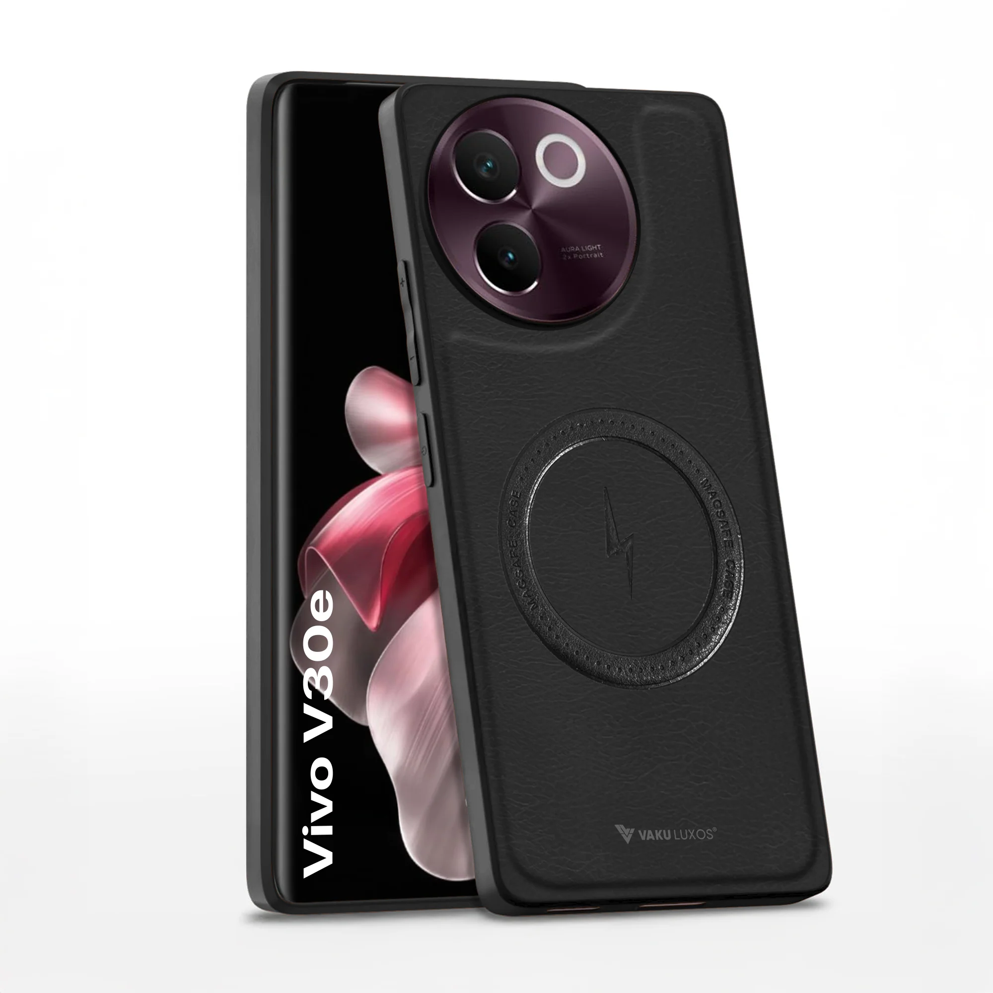 Vaku ® Vivo V30e 5G Maxtron Leather Stitched Magnetic Magsafe Back Cover - Image 2