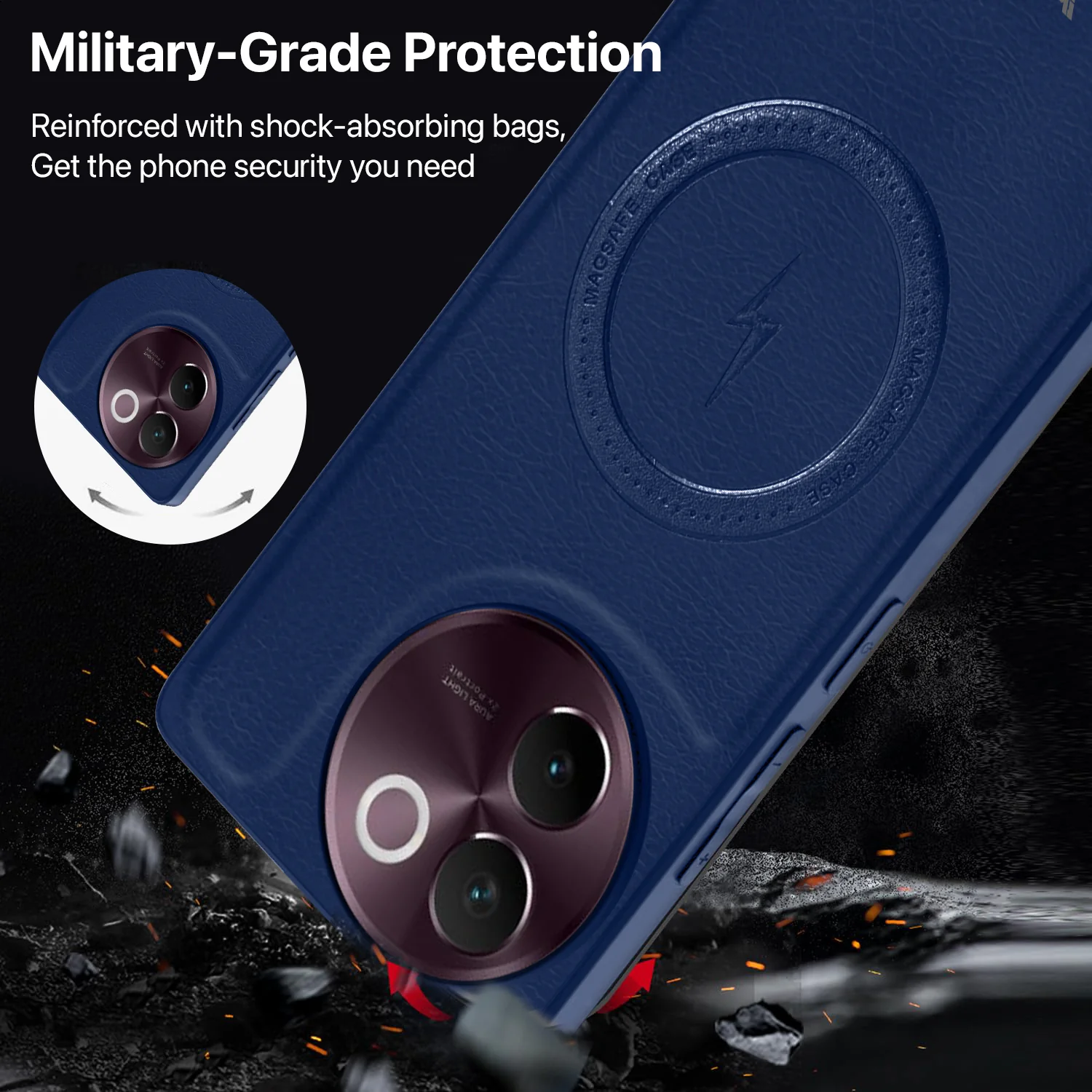 Vaku ® Vivo V30e 5G Maxtron Leather Stitched Magnetic Magsafe Back Cover - Image 5