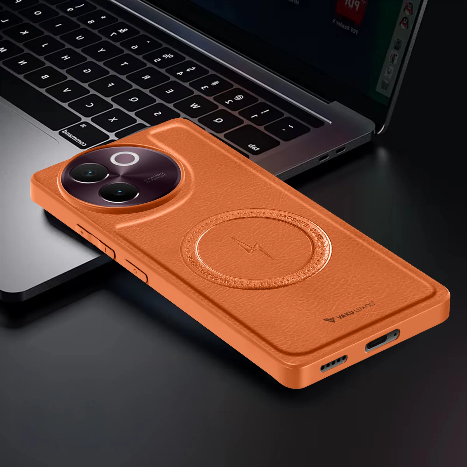 Vaku ® Vivo V30e 5G Maxtron Leather Stitched Magnetic Magsafe Back Cover - Image 6