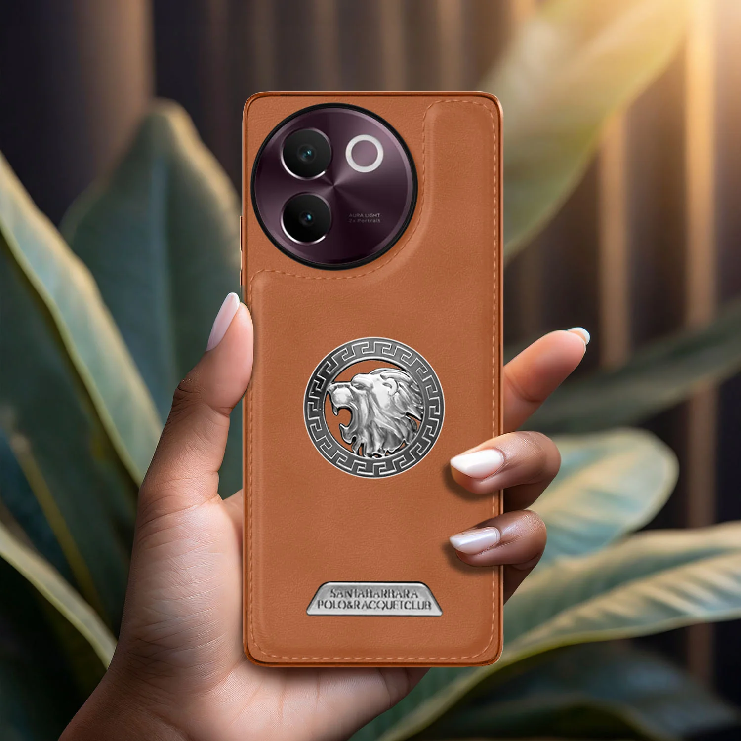 Vaku ® Vivo V30e 5G Regal Shield Metal Lion Engraved Leather Back Cover - Image 10