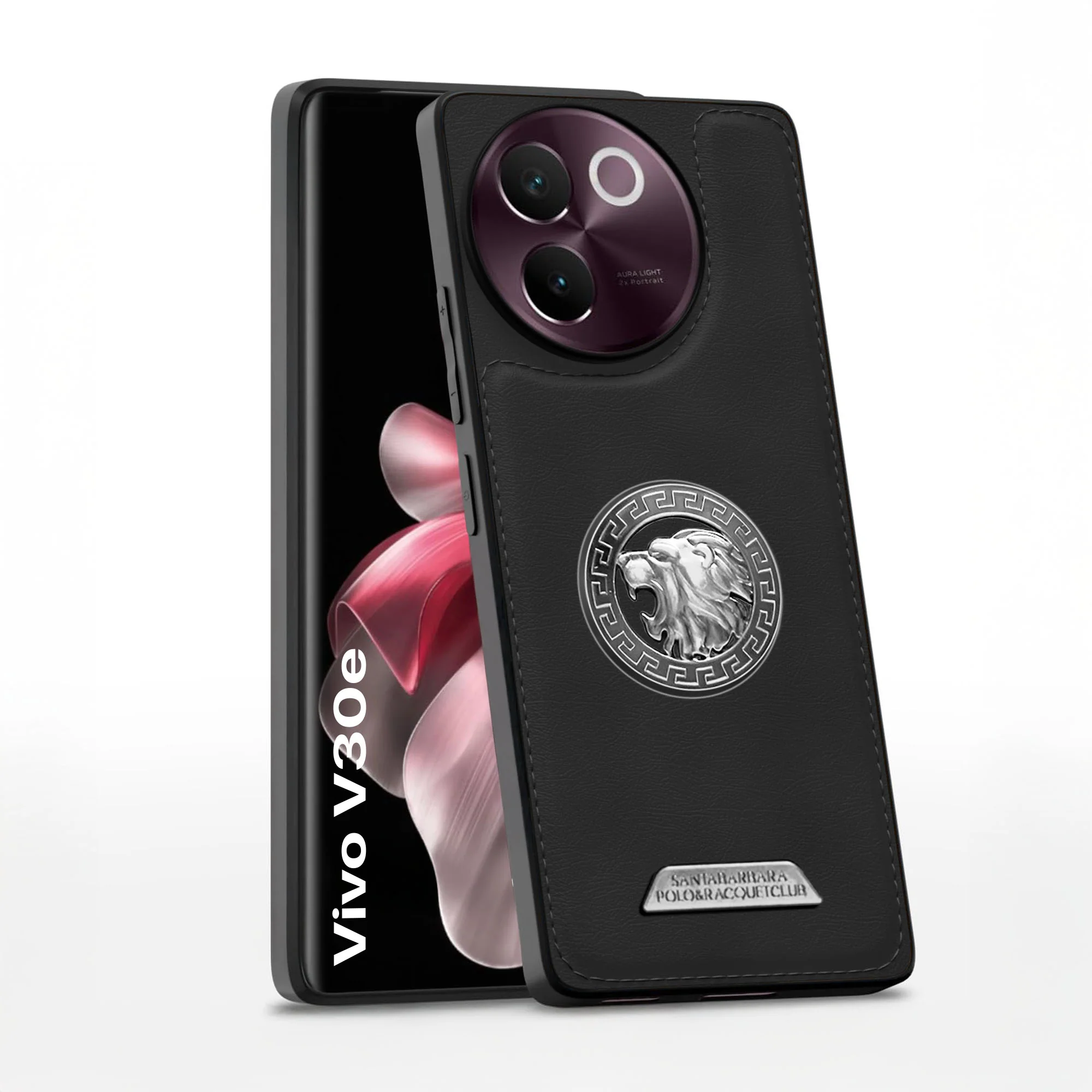 Vaku ® Vivo V30e 5G Regal Shield Metal Lion Engraved Leather Back Cover - Image 2