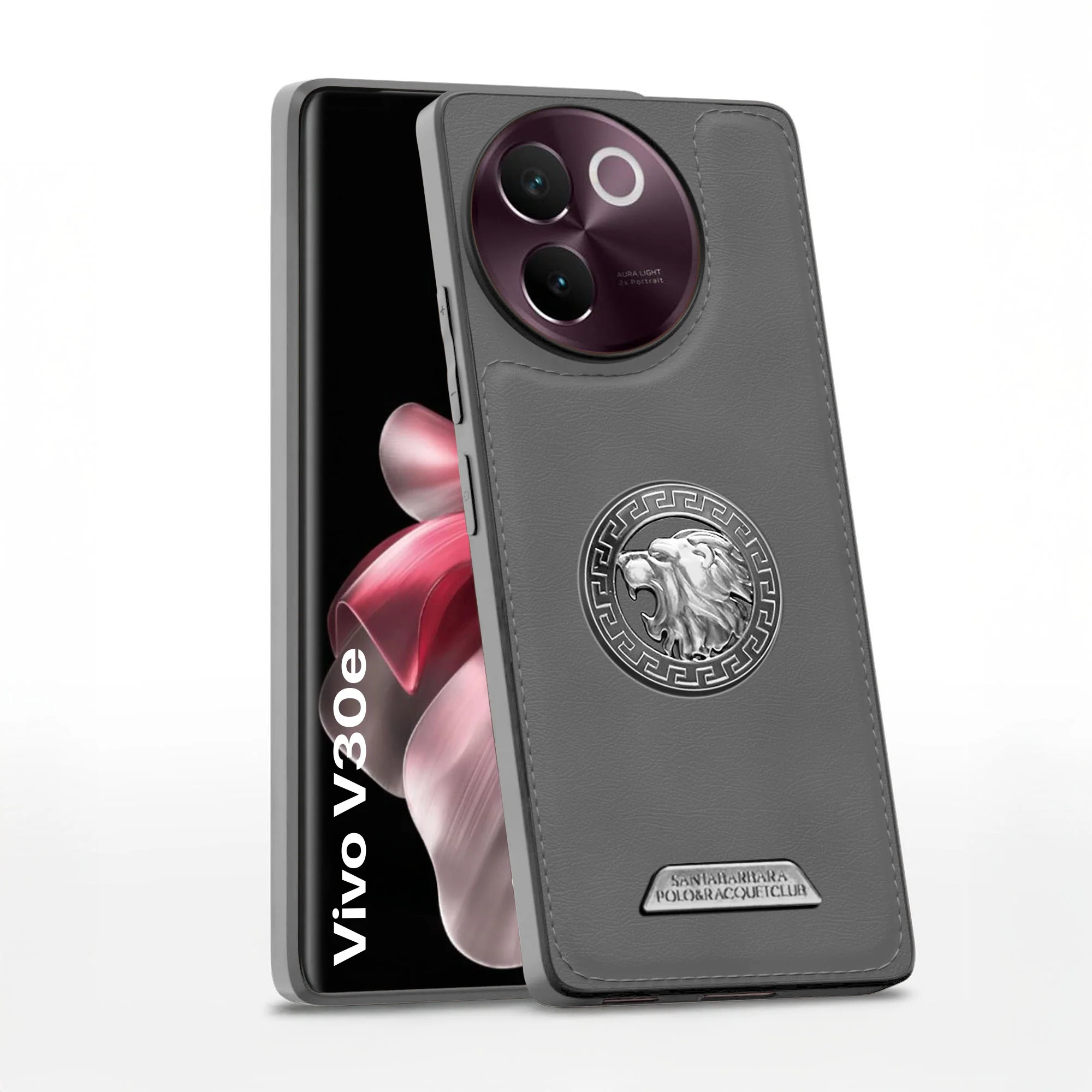 Vaku ® Vivo V30e 5G Regal Shield Metal Lion Engraved Leather Back Cover - Image 3