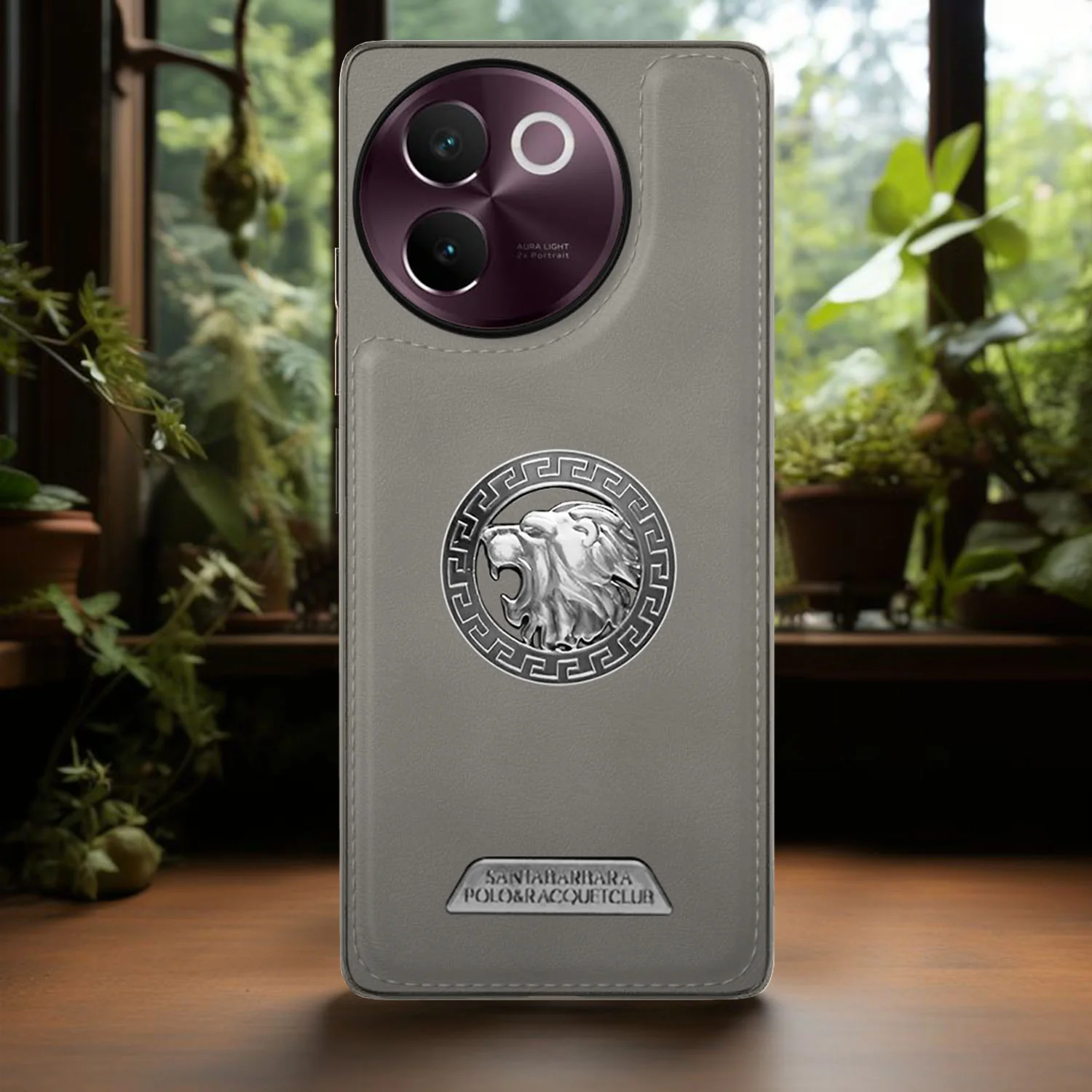 Vaku ® Vivo V30e 5G Regal Shield Metal Lion Engraved Leather Back Cover - Image 8