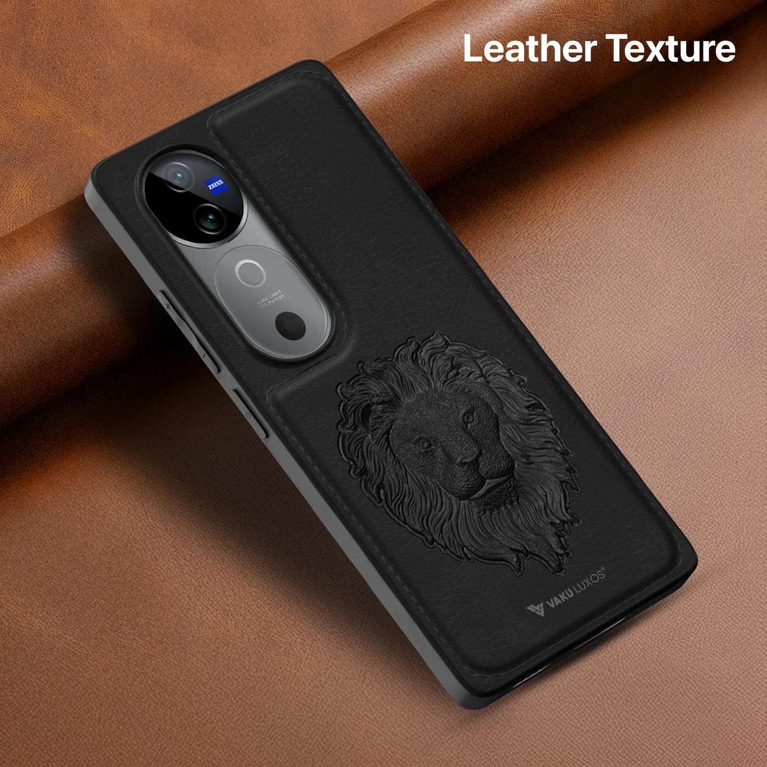 Vaku ® Vivo V40 5G Lion Embossed Luxury Designer Leather Back Cover - Image 11