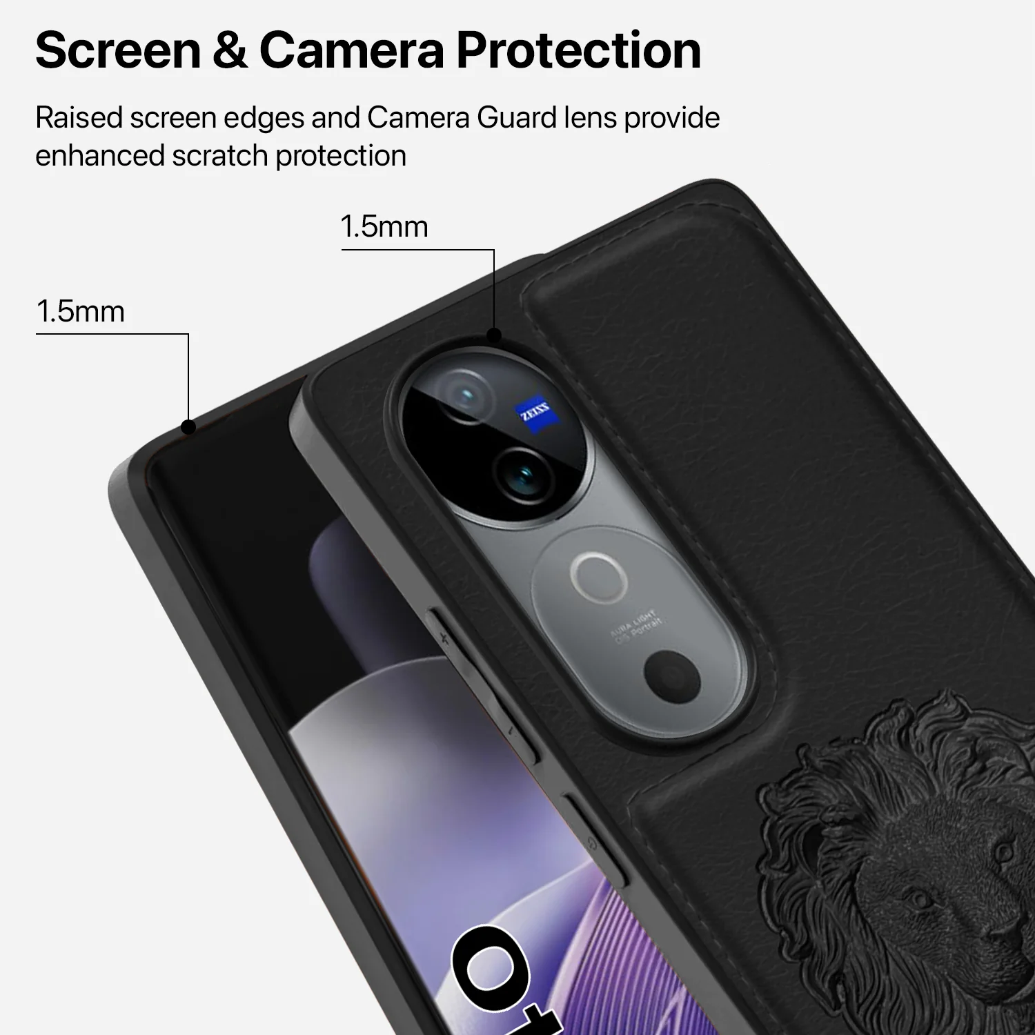 Vaku ® Vivo V40 5G Lion Embossed Luxury Designer Leather Back Cover - Image 4