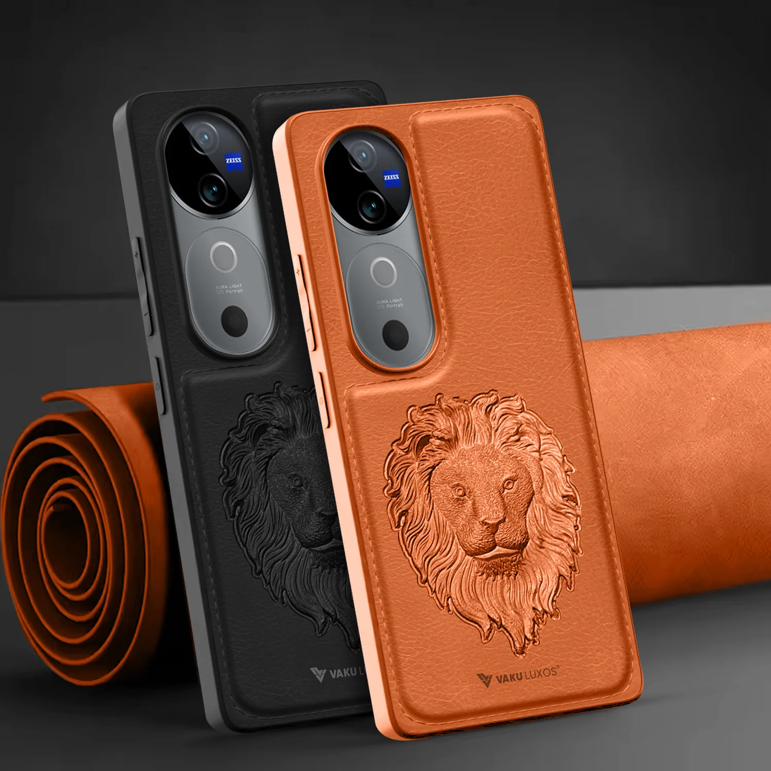 Vaku ® Vivo V40 5G Lion Embossed Luxury Designer Leather Back Cover - Image 6