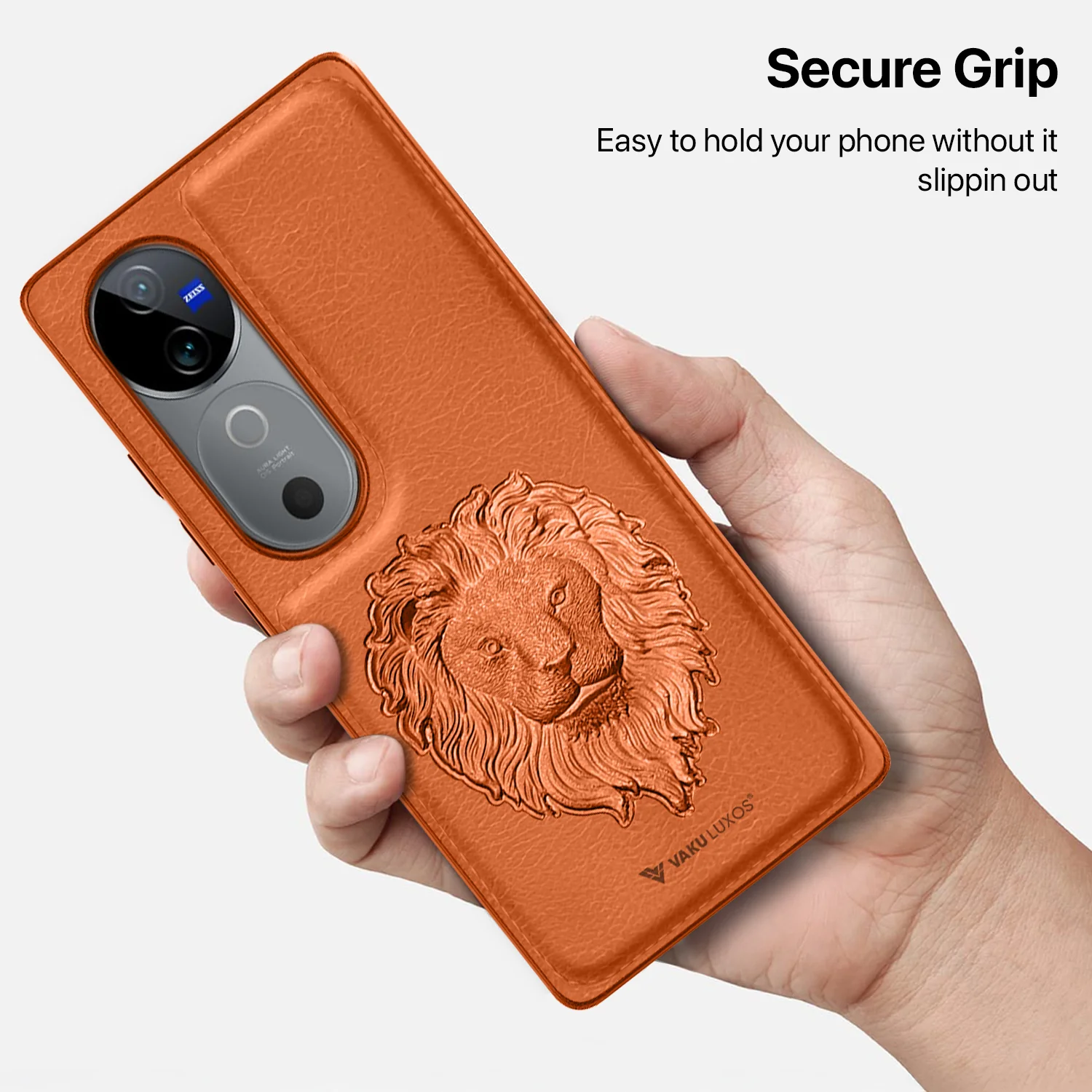 Vaku ® Vivo V40 5G Lion Embossed Luxury Designer Leather Back Cover - Image 7