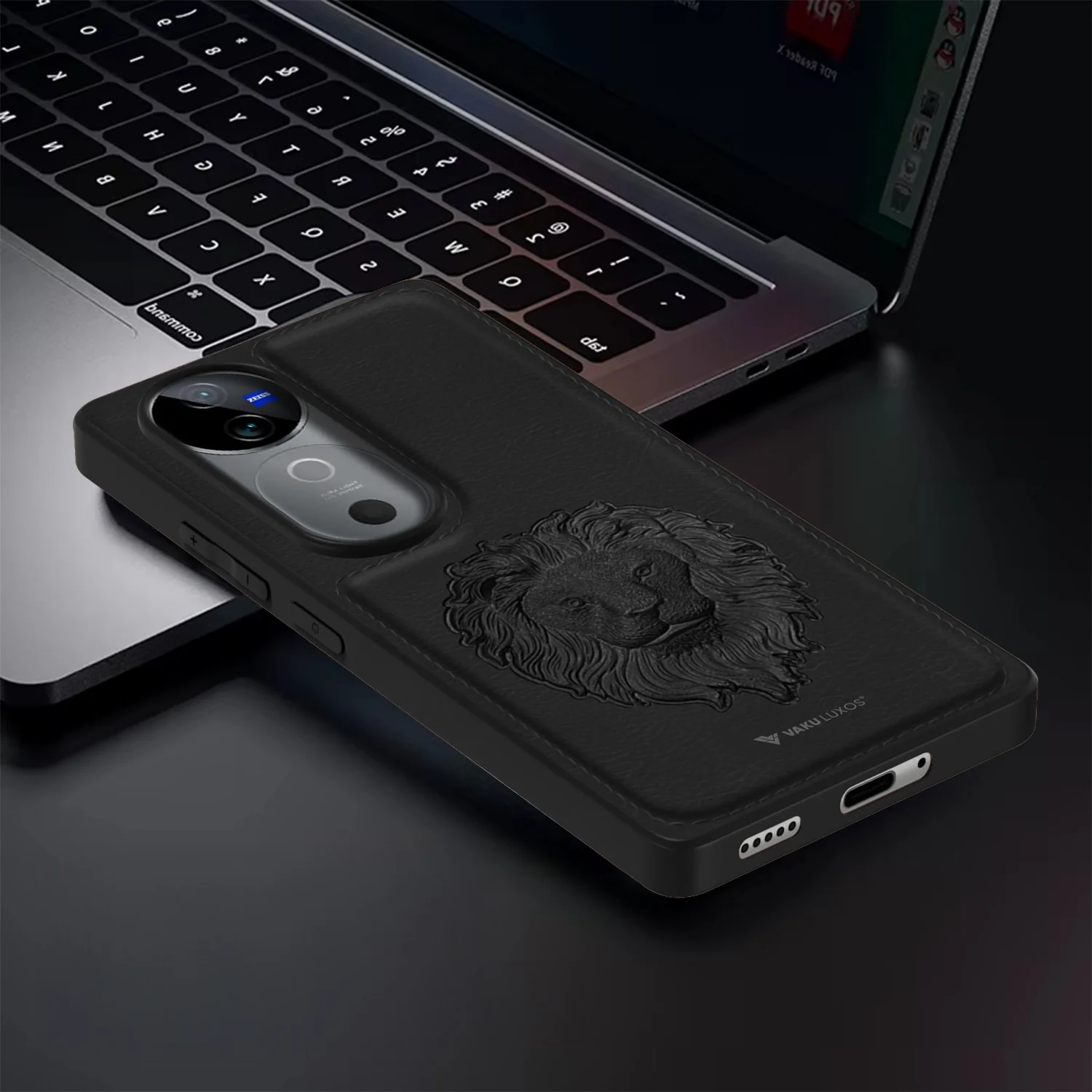 Vaku ® Vivo V40 5G Lion Embossed Luxury Designer Leather Back Cover - Image 8