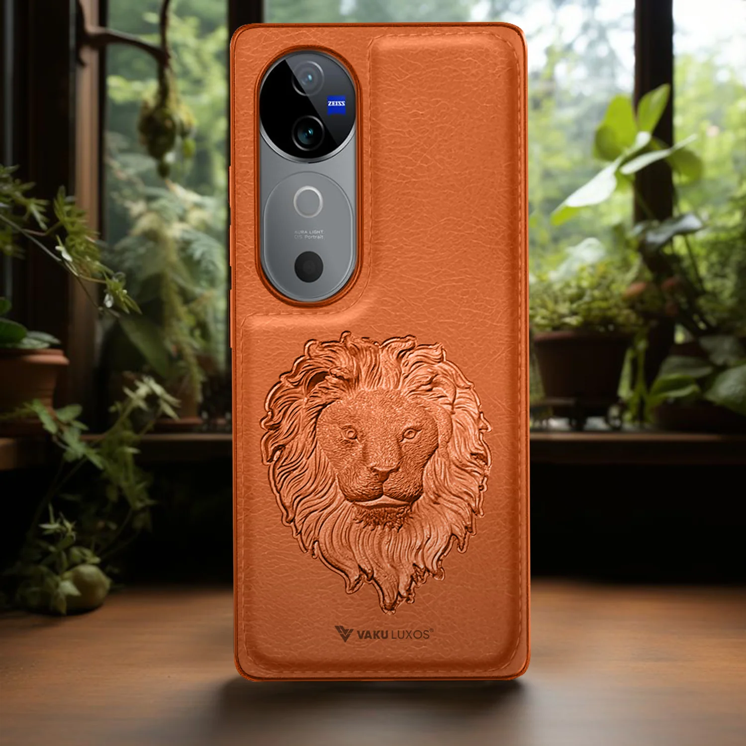 Vaku ® Vivo V40 5G Lion Embossed Luxury Designer Leather Back Cover - Image 9