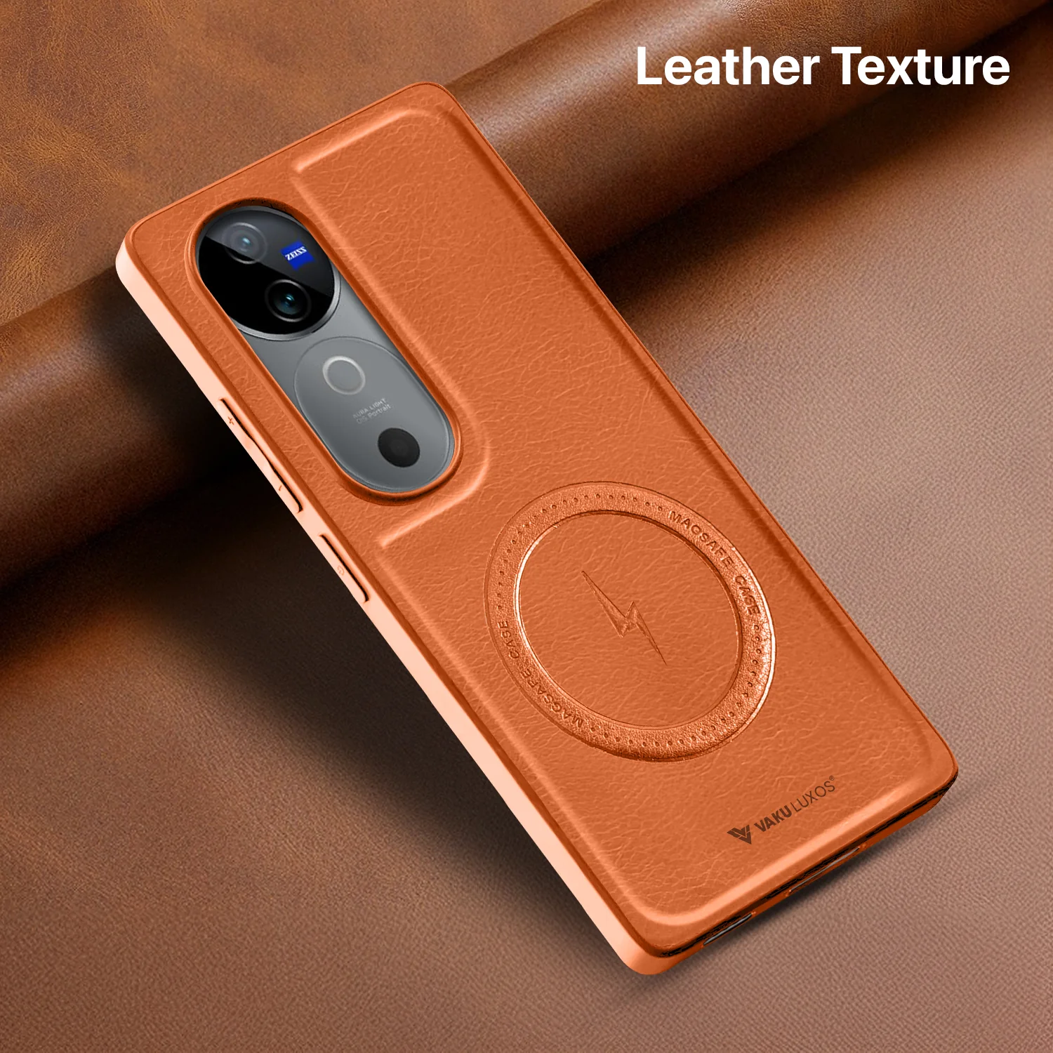 Vaku ® Vivo V40 5G Maxtron Leather Stitched Magnetic Magsafe Back Cover - Image 7