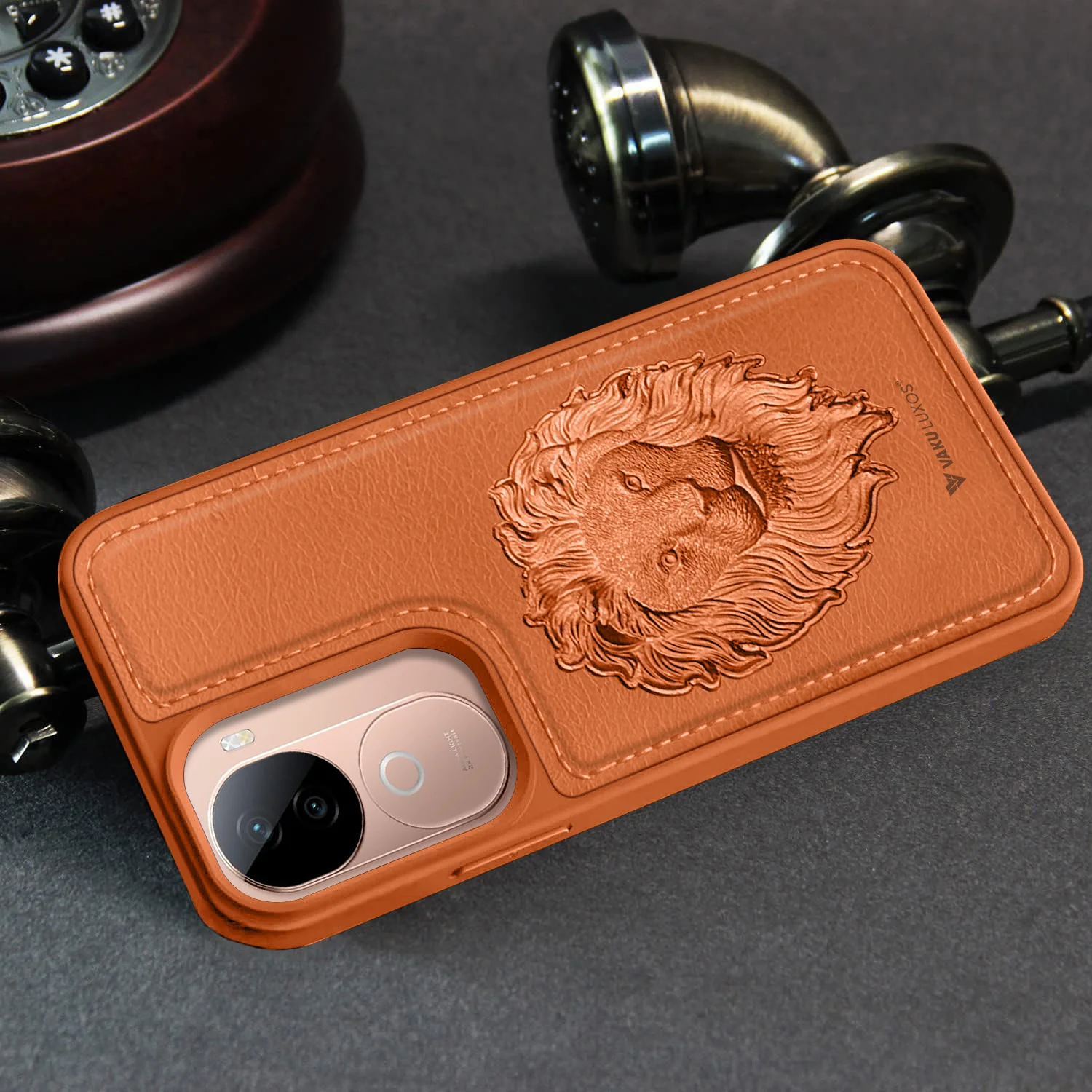 Vaku ® Vivo V40e 5G Lion Embossed Luxury Designer Leather Back Cover - Image 10