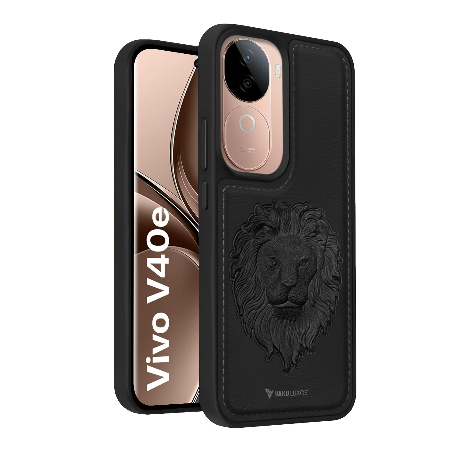 Vaku ® Vivo V40e 5G Lion Embossed Luxury Designer Leather Back Cover - Image 2