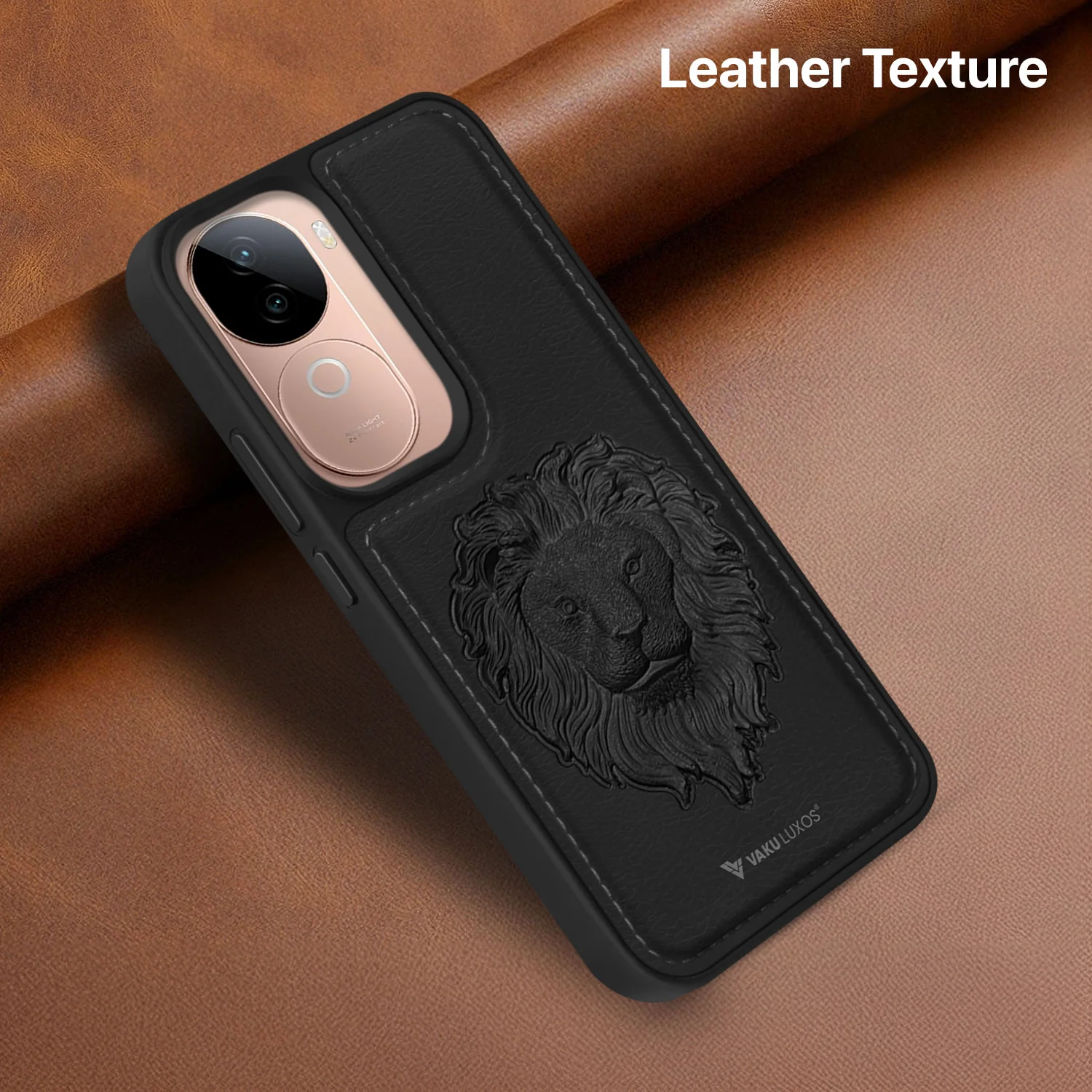 Vaku ® Vivo V40e 5G Lion Embossed Luxury Designer Leather Back Cover - Image 4