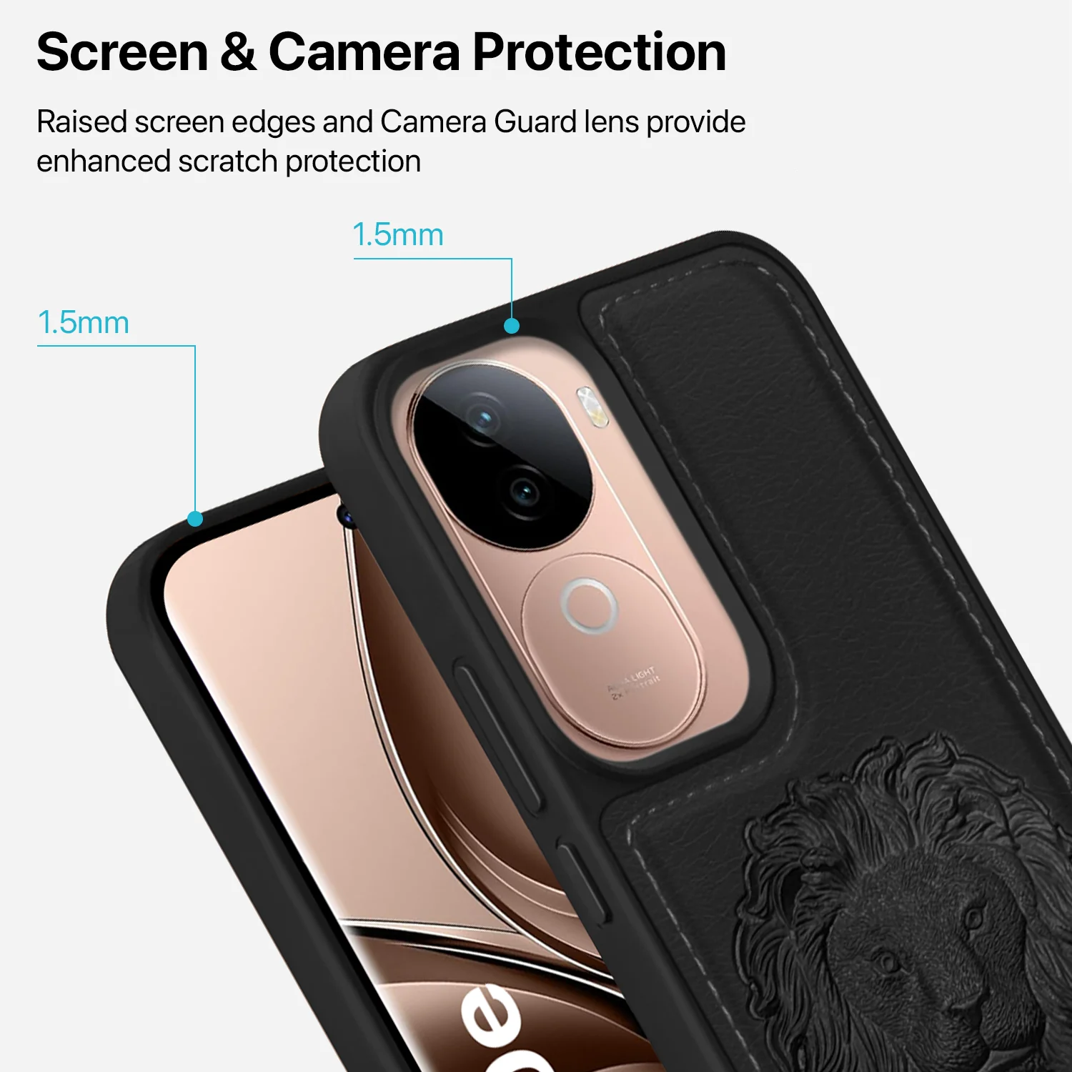 Vaku ® Vivo V40e 5G Lion Embossed Luxury Designer Leather Back Cover - Image 8