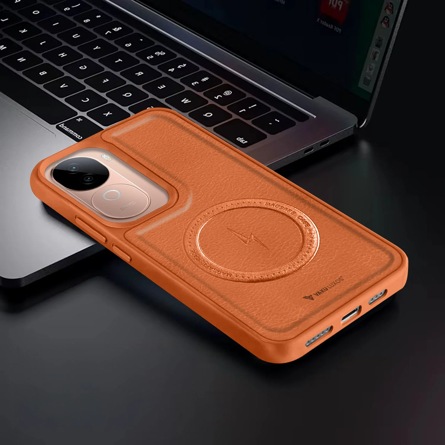 Vaku ® Vivo V40e 5G Maxtron Leather Stitched Magnetic Magsafe Back Cover - Image 10