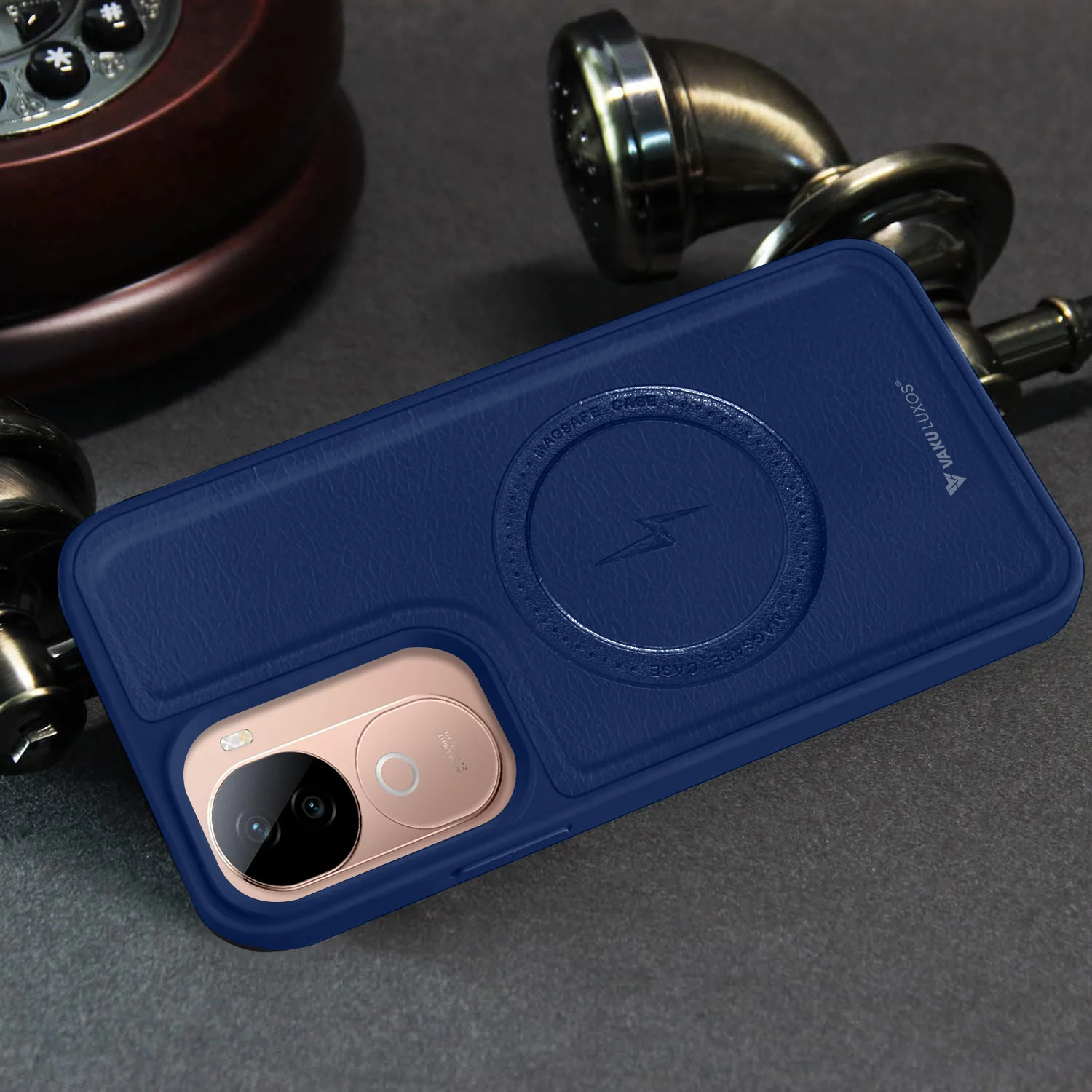 Vaku ® Vivo V40e 5G Maxtron Leather Stitched Magnetic Magsafe Back Cover - Image 13