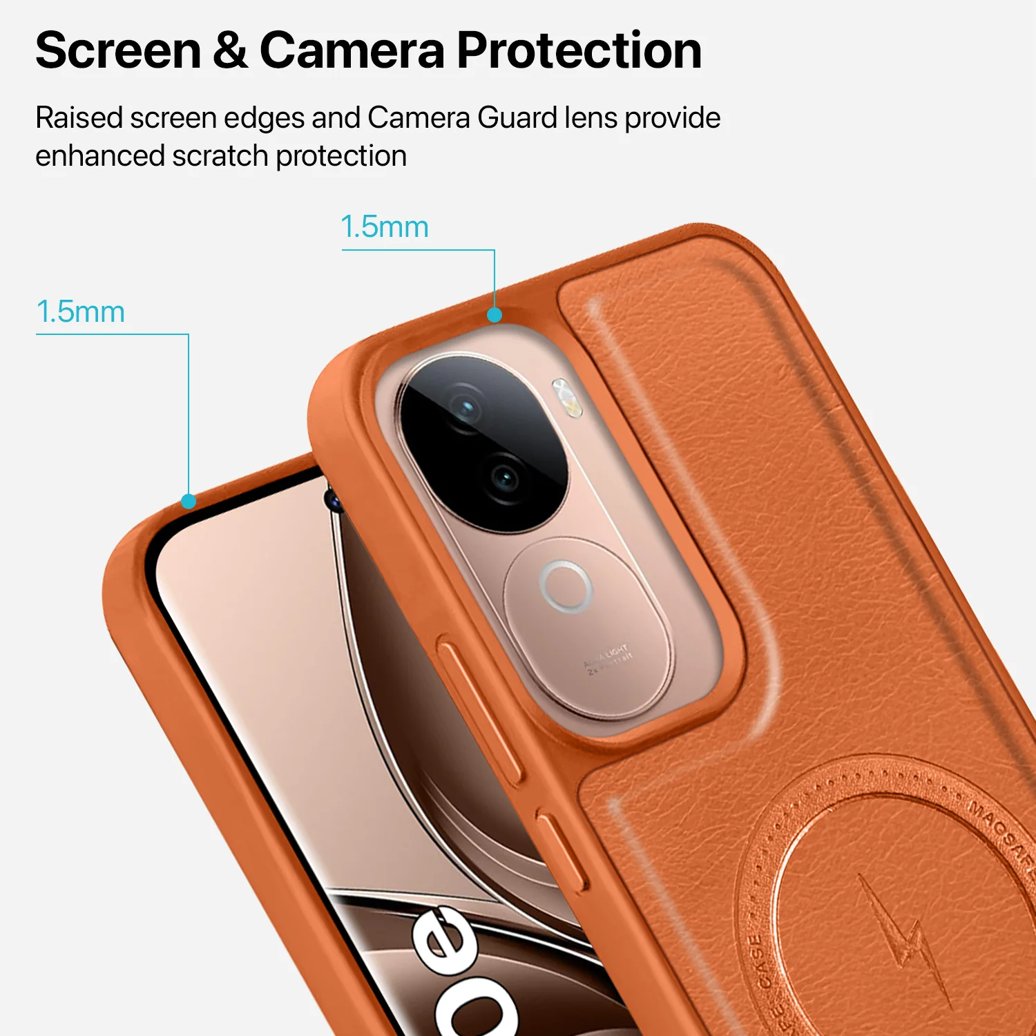 Vaku ® Vivo V40e 5G Maxtron Leather Stitched Magnetic Magsafe Back Cover - Image 4