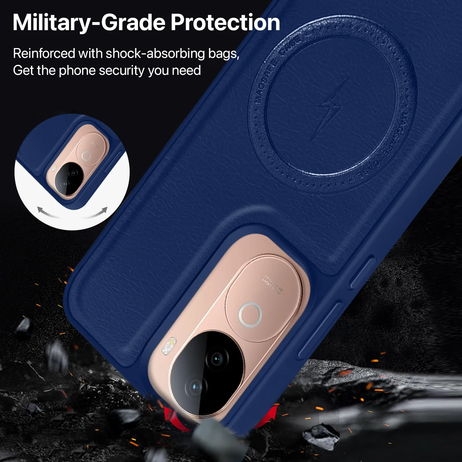 Vaku ® Vivo V40e 5G Maxtron Leather Stitched Magnetic Magsafe Back Cover - Image 5