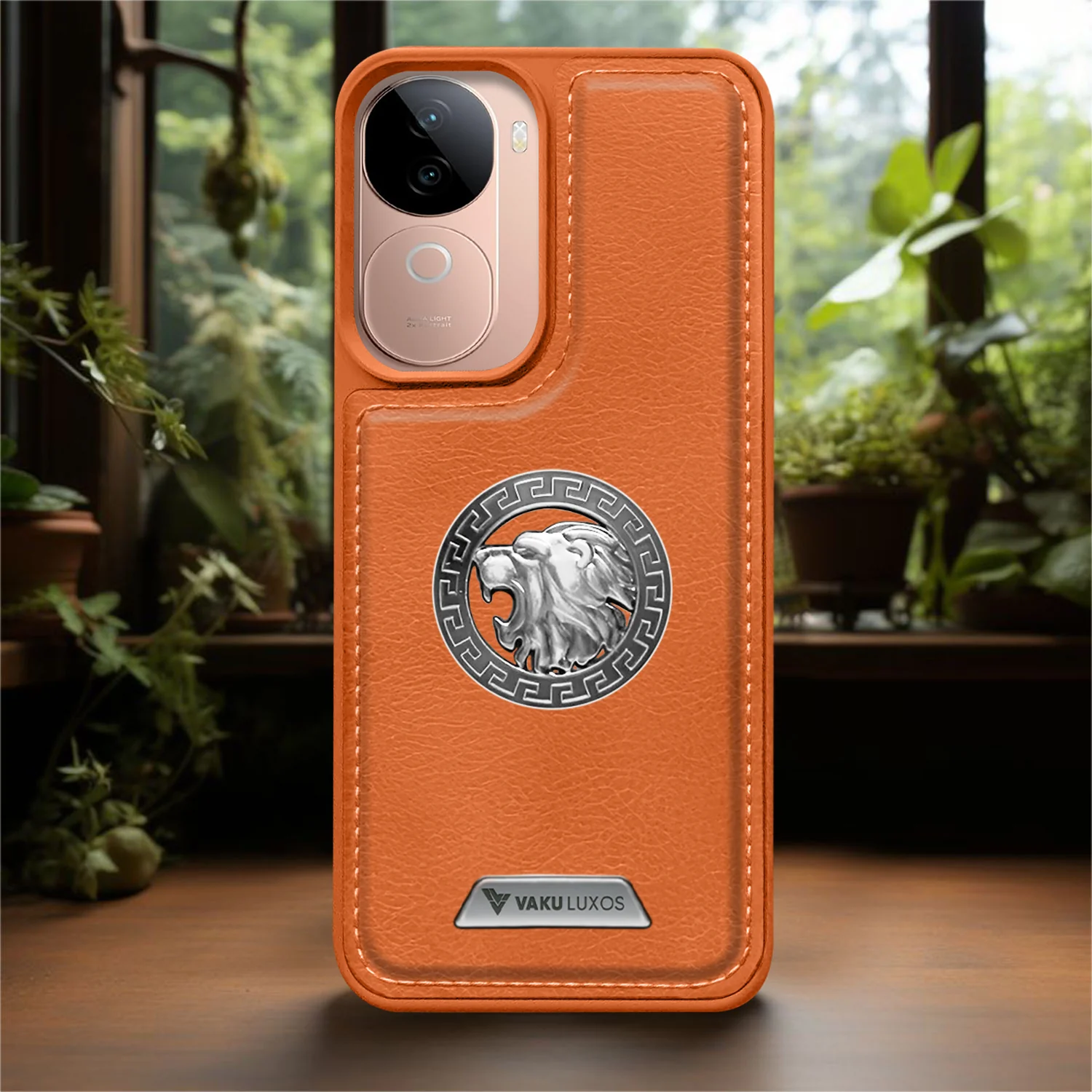 Vaku ® Vivo V40e 5G Regal Shield Metal Lion Engraved Leather Back Cover - Image 13