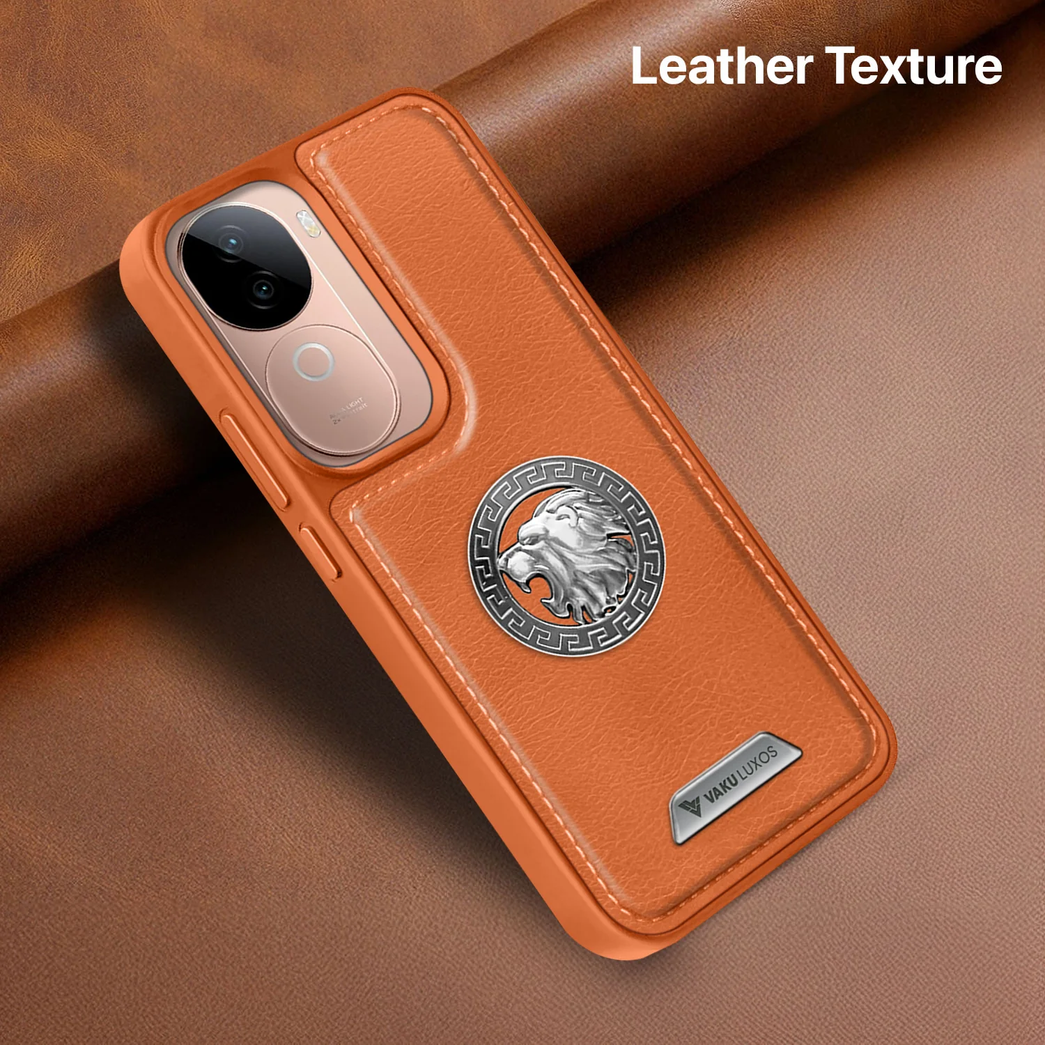 Vaku ® Vivo V40e 5G Regal Shield Metal Lion Engraved Leather Back Cover - Image 6
