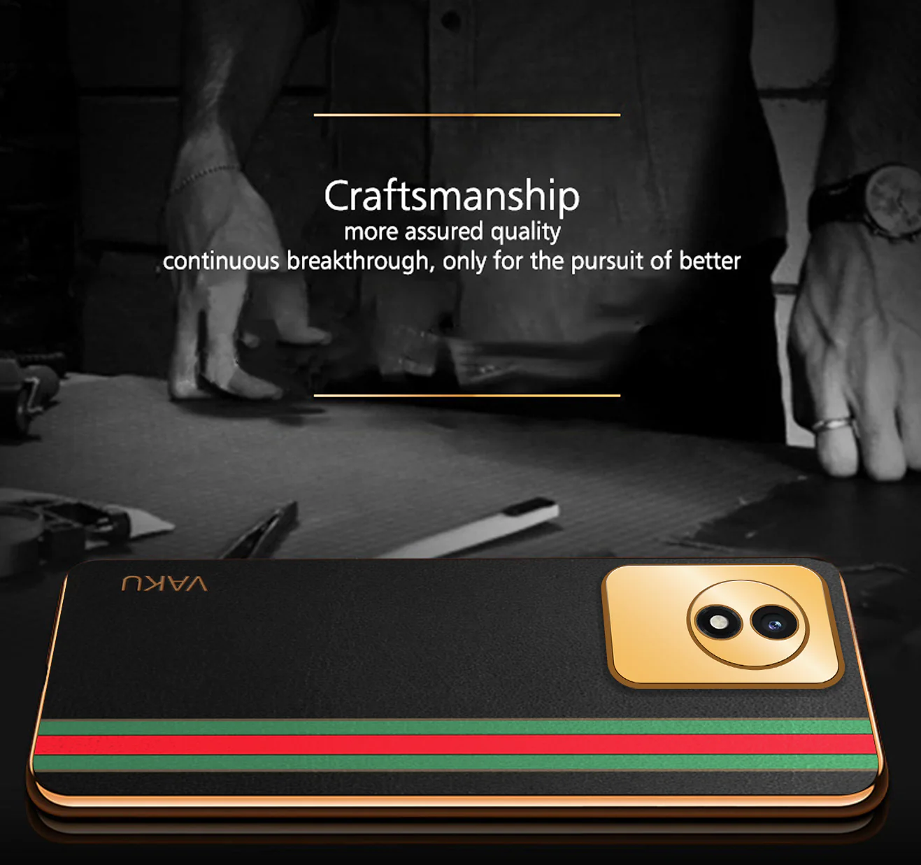 Vaku® Vivo Y02 Felix Line Leather Pattern Gold Electroplated Soft TPU Back Cover Case - Image 6