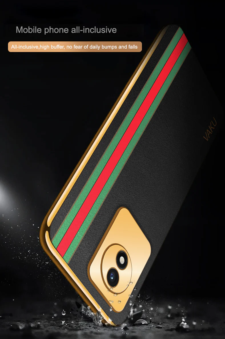Vaku® Vivo Y02 Felix Line Leather Pattern Gold Electroplated Soft TPU Back Cover Case - Image 7