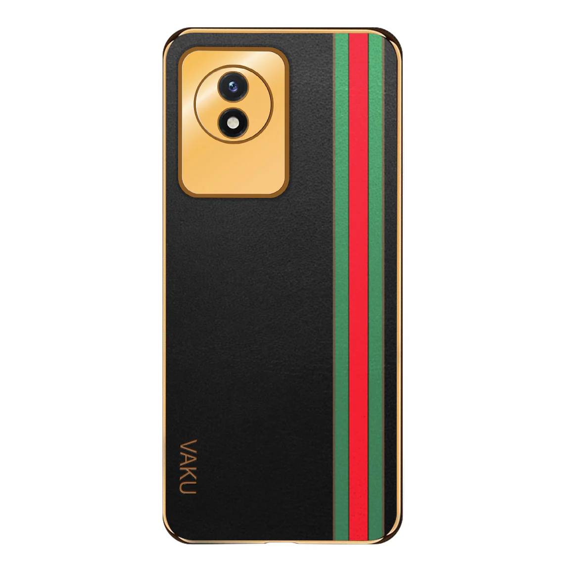 Vaku® Vivo Y02 Felix Line Leather Pattern Gold Electroplated Soft TPU Back Cover Case - Image 8
