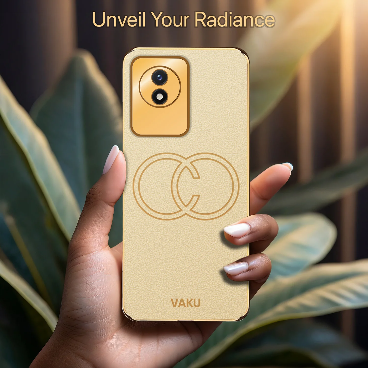 Vaku ® Vivo Y02 Skylar Leather Pattern Gold Electroplated Soft TPU Back Cover - Image 17