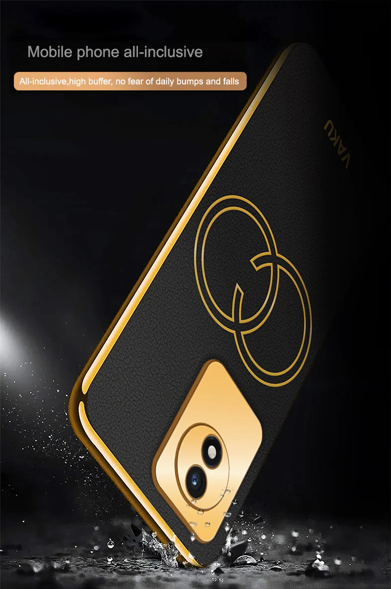 Vaku ® Vivo Y02 Skylar Leather Pattern Gold Electroplated Soft TPU Back Cover - Image 9