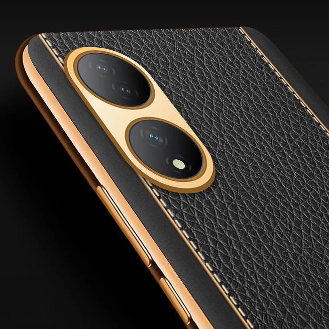 Vaku® Vivo Y100A 5G Luxemberg Leather Pattern Gold Electroplated Soft TPU Back Cover - Image 3