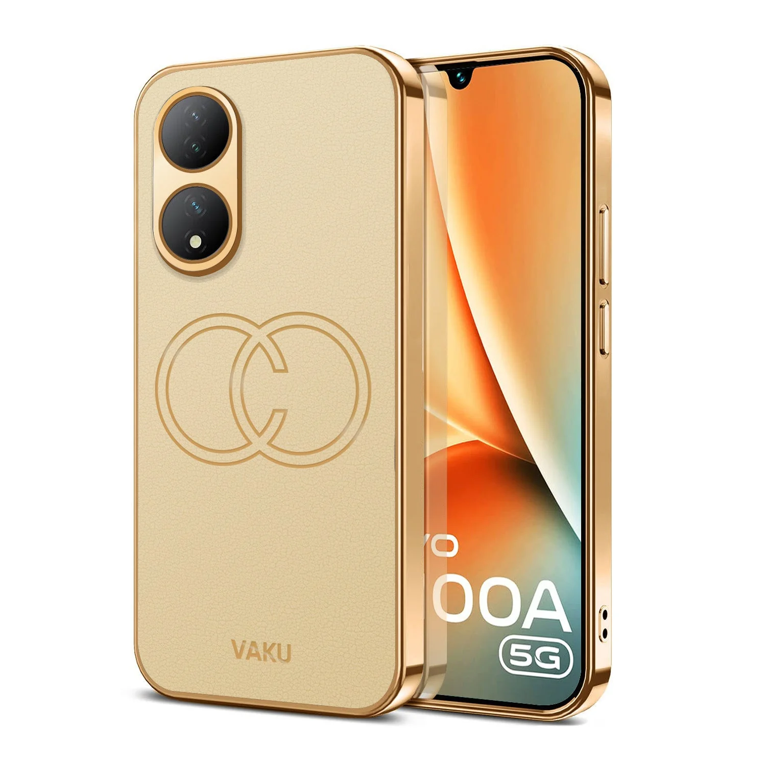 Vaku® Vivo Y100A 5G Skylar Leather Pattern Gold Electroplated Soft TPU Back Cover - Image 11